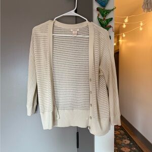 Sundance Cable Knit 3/4 Sleeve Cream Cardigan Size Small